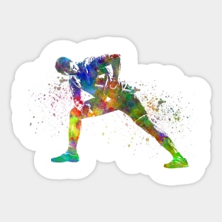 Young man practices fitness in watercolor Sticker